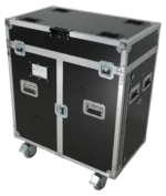 ProX ATA flight case for two large moving head lighting fixtures with dimensional diagram and specifications