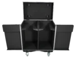 ProX ATA flight case for two large moving head lighting fixtures with heavy-duty casters, side profile view