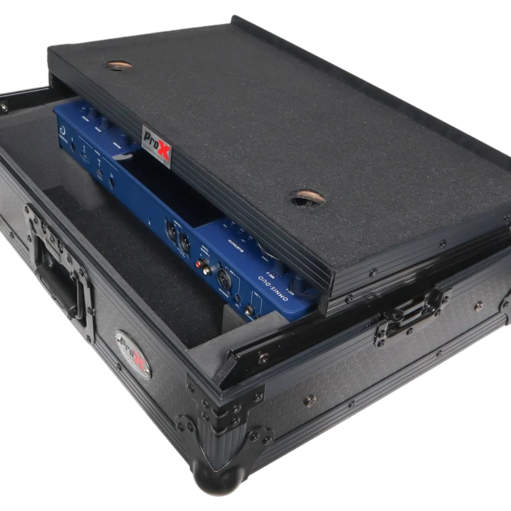 ProX ATA flight case for Pioneer AlphaTheta OMNIS-DUO DJ controller with integrated laptop shelf and LED lighting