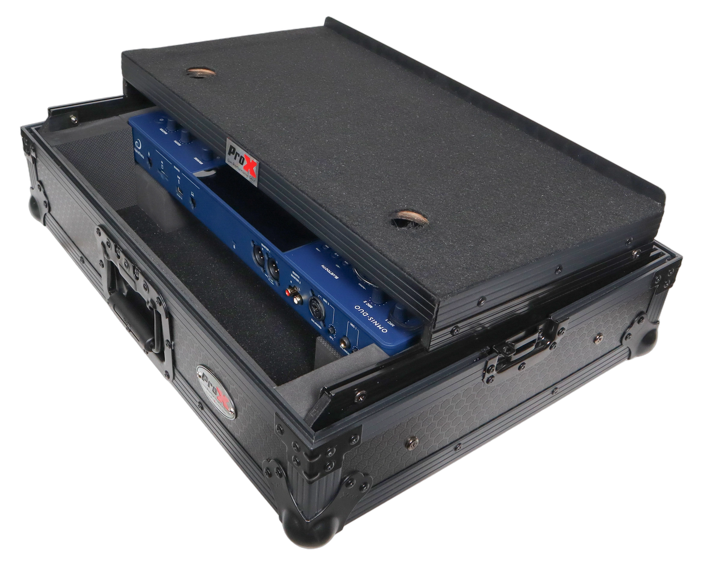 ProX ATA Flight Case Pioneer AlphaTheta OMNIS-DUO DJ Controller ProX ATA flight case for Pioneer AlphaTheta OMNIS-DUO DJ controller with integrated laptop shelf and LED lighting