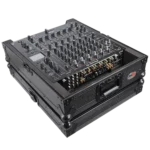 ProX ATA style flight case for Pioneer DJM-A9 and DJM V10 DJ mixer, black finish, detail view