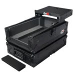 ProX ATA flight case for Pioneer DJM-S7 and DJM-S9 DJ mixer with integrated laptop shelf, black finish front view