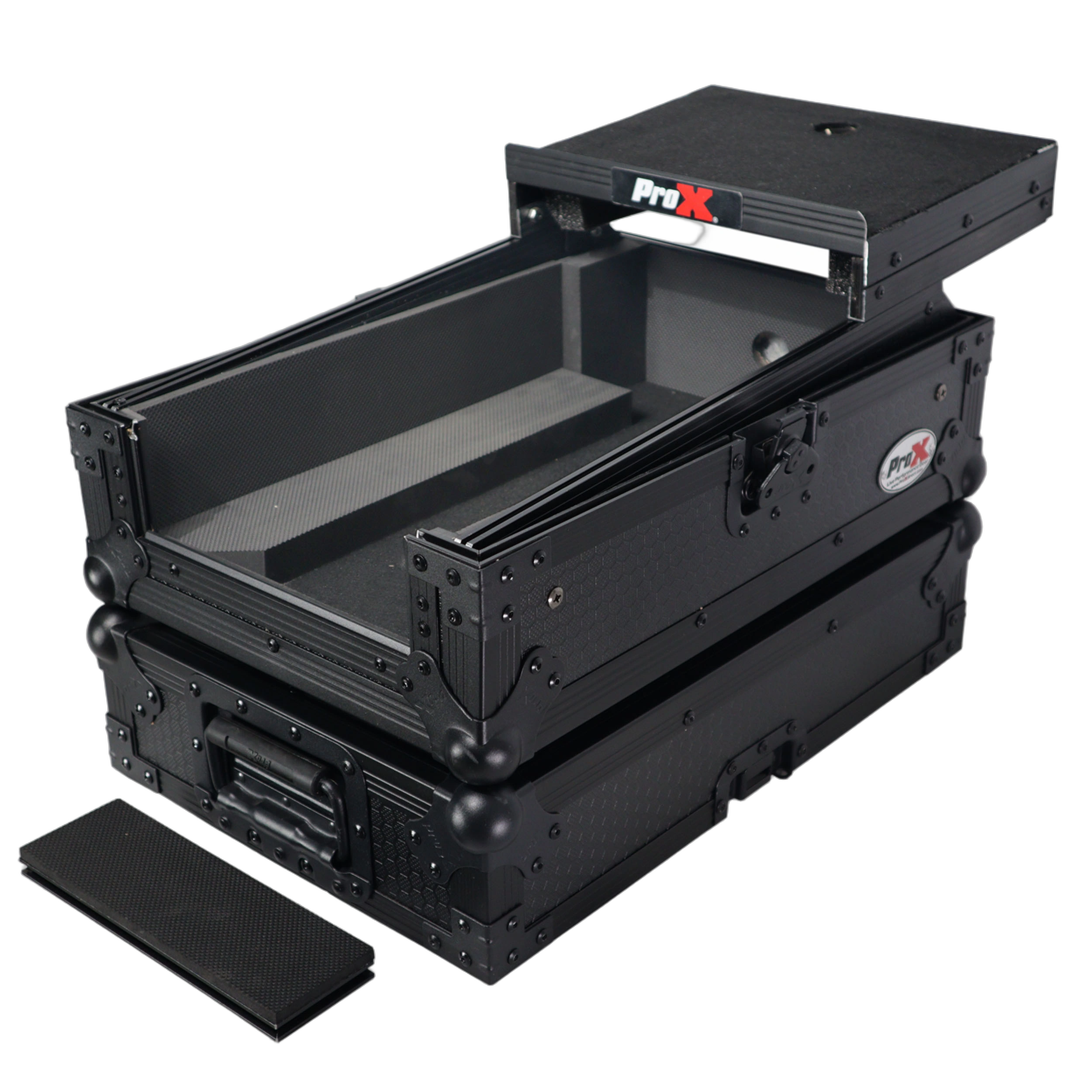 ProX ATA Flight Case Pioneer DJM-S7 S9 Mixer ProX ATA flight case for Pioneer DJM-S7 and DJM-S9 DJ mixer with integrated laptop shelf, black finish front view