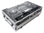 ProX ATA flight case with Pioneer XDJ-XZ DJ controller mounted inside, showing 1U rack space and wheel base
