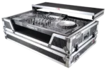 ProX ATA flight case for Pioneer XDJ-XZ DJ controller with laptop shelf and wheels in professional studio setup