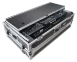 ProX ATA flight case for Pioneer XDJ-XZ DJ controller with laptop shelf and wheels, side profile view