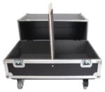 ProX ATA flight case for QSC KC12 subwoofer showing reinforced corner hardware and latch detail
