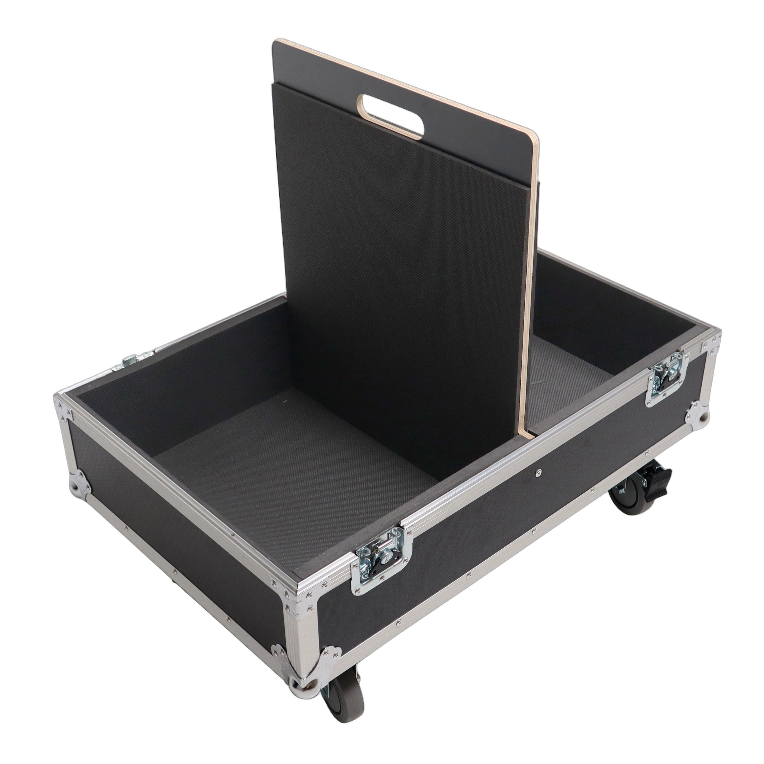 ProX ATA Dual Speaker Flight Case QSC KC12 Sub Detail ProX ATA flight case for QSC KC12 subwoofer showing reinforced corner hardware and latch details