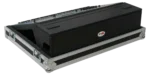 ProX ATA flight case for Allen & Heath QU7 digital audio mixer showing doghouse compartment and caster wheel detail