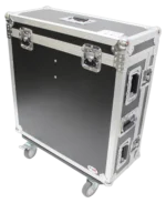 ProX ATA flight case for Allen & Heath SQ5 digital mixer with dimensional specifications and caster wheel placement diagram