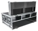 ProX ATA flight case for Allen & Heath SQ7 digital audio mixer with dimensional specifications and caster wheel placement diagram