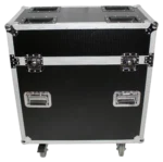 ProX ATA aluminum flight case rear panel showing truss base plate mounting hardware and specifications