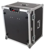 ProX ATA flight case for Waves eMotion LV1 mixer showing rear panel with pull handle and wheels