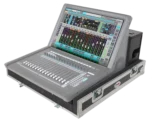 ProX ATA flight case for Waves eMotion LV1 digital audio mixer console with doghouse compartment and caster wheels