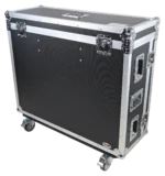 ProX ATA flight case for Yamaha CL1 digital audio mixer console with doghouse compartment and caster wheels, side profile view