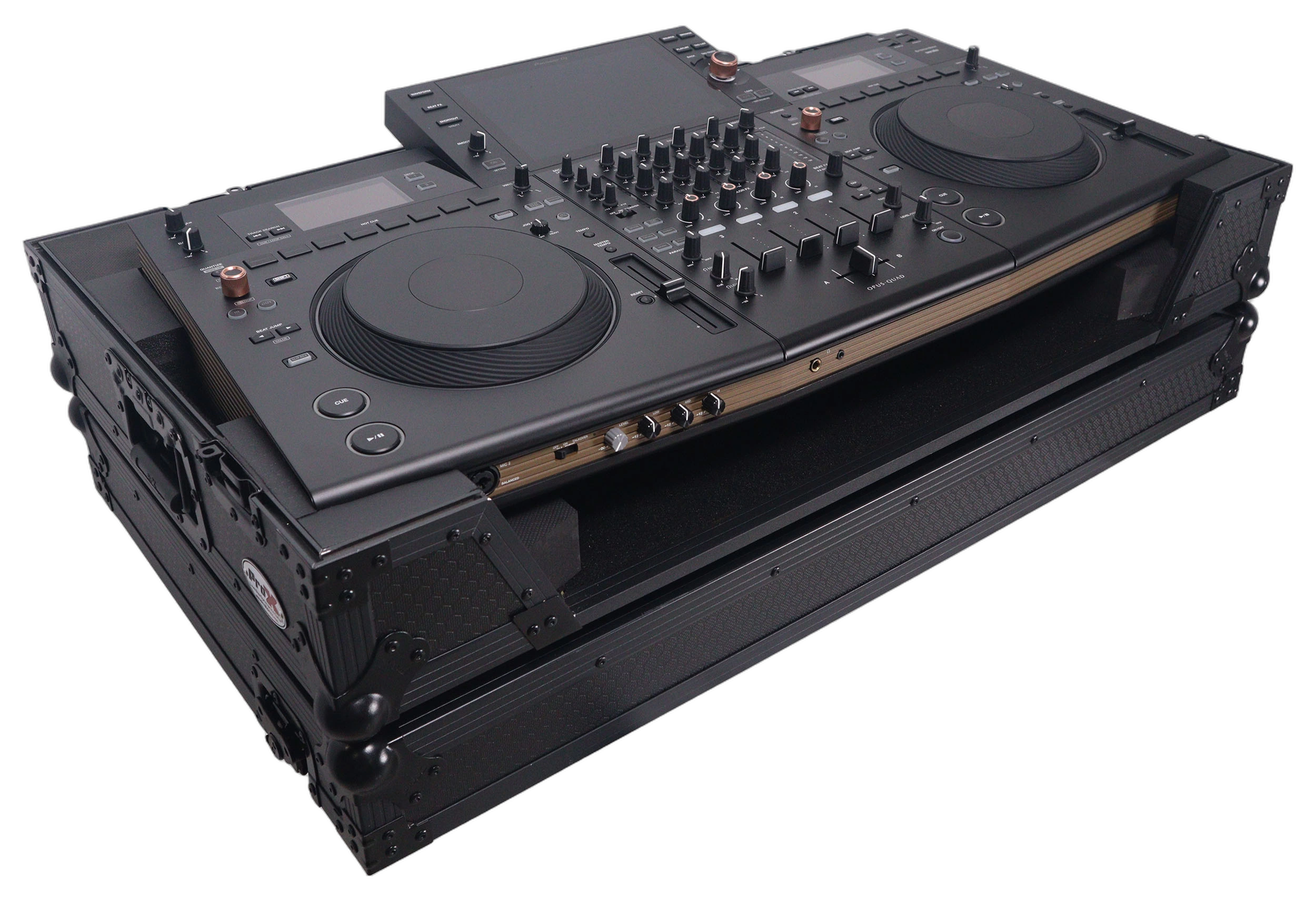 ProX ATA Flight Case Pioneer Opus Quad DJ Controller Detail ProX ATA flight case for Pioneer Opus Quad DJ controller showing hardware detail and construction