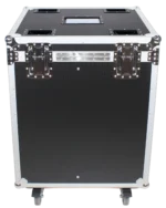 ProX ATA road case loaded with four ETC Source Four Par Can ellipsoidal lighting fixtures in application setup