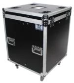 ProX ATA road case interior detail showing foam cutouts for four ETC Source Four Par Can ellipsoidal lighting fixtures