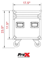 ProX ATA utility flight case with four-inch casters on studio floor in professional setting