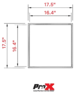 ProX ATA utility flight case dimensional diagram showing 18x18x18 inch exterior measurements with caster wheels