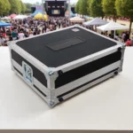 ProX flight case for Blackmagic ATEM Television Studio Pro 4K showing rear panel connections and cable management