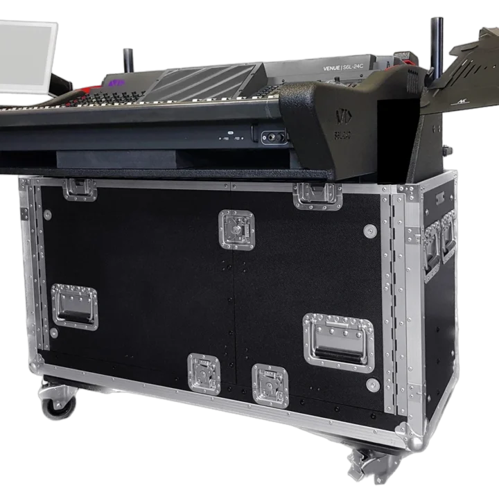 ProX Avid Venue S6L-16CH flip-ready hydraulic console with detachable case and 2U rack space