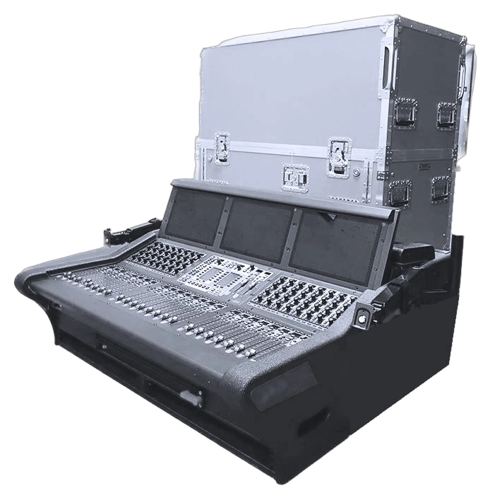 ProX Avid Venue S6L-24D flip-ready hydraulic console case with detachable design and 2U rack space