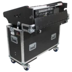 ProX Behringer Wing hydraulic flight case with wheels deployed in professional studio application