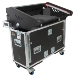 ProX Behringer Wing flight case hydraulic lifting mechanism close-up detail showing retractable lift system