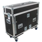 ProX Behringer Wing flight case with hydraulic lift mechanism and wheels in professional studio environment