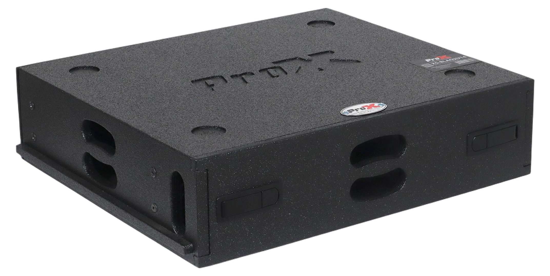 ProX BLAQ 2U Rack Case Polyurea Coating Detail ProX BLAQ Series 2U rack case showing polyurea coated surface texture and durability finish