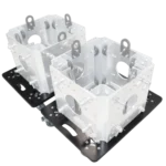 ProX caster board with industrial grade wheels, rear panel showing mounting hardware and wheel assembly