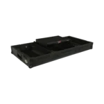 ProX flight case low profile wheel assembly detail for Pioneer CDJ 3000X and DJM V10 mixer setup