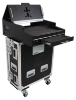 ProX flight case for ChamSys MagicQ Compact Connect lighting controller showing rear panel connections and cable management