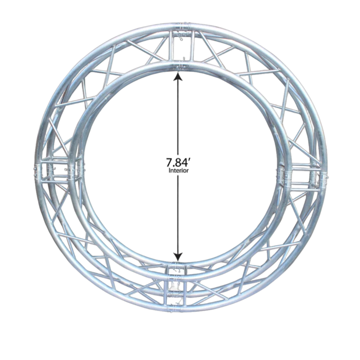 ProX 9.84 foot circular square box truss system with four 90-degree segments displayed from side angle