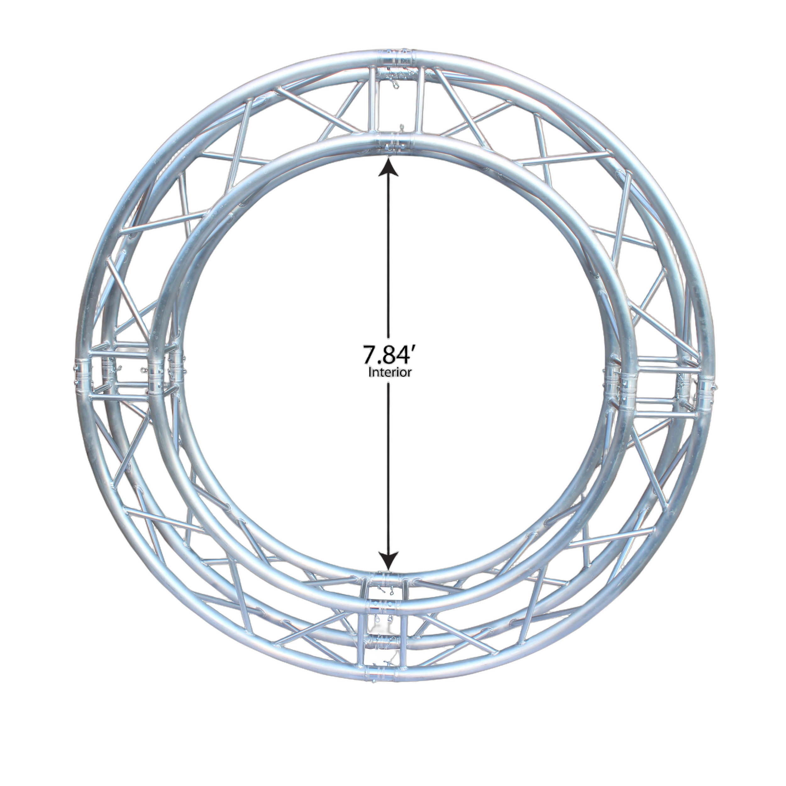ProX 9.84 FT Circular Square Box Truss Side View ProX 9.84 foot circular square box truss system with four 90-degree segments displayed from side angle