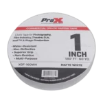 ProX 1 inch 180 feet matte white commercial grade gaffer tape roll with non-residue adhesive
