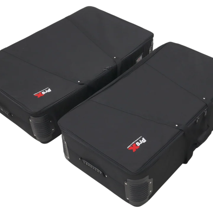 ProX padded carrying travel bags for DJ Control Tower podium, showing protective padding and zipper detail