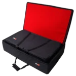 ProX padded carrying travel bags for DJ Control Tower podium with dimensional specifications diagram
