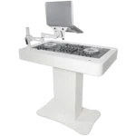 ProX Control Tower DJ podium white finish close-up detail showing construction and mounting hardware