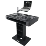ProX Control Tower DJ Podium dimensional diagram showing measurements and layout specifications for Pioneer DDJ-REV7 XDJ-XZ FLX10 RANE Four