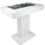 ProX Control Tower DJ Podium dimensional specifications diagram showing width depth height measurements white finish