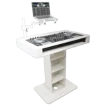 ProX Control Tower DJ podium rear panel showing cable management ports and mounting hardware