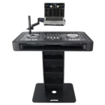 ProX Control Tower DJ podium rear panel showing cable management and equipment mounting points