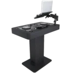 ProX Control Tower DJ podium side profile showing depth and structural design black finish