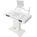 ProX Control Tower DJ podium white finish with integrated equipment mounting for Pioneer DDJ-REV7 XDJ-XZ FLX10 RANE Four