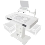 ProX Control Tower DJ podium white finish with integrated road cases for Pioneer DDJ-REV7 XDJ-XZ FLX10 RANE Four