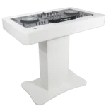 ProX Control Tower DJ podium white finish shown from side angle with equipment mounting