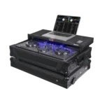 ProX ATA flight case for Denon SC Live 2 controller with laptop shelf and RGB LED lighting, black finish
