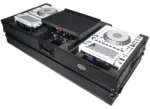ProX DJ coffin case for Pioneer CDJ-3000 and DJM-900NXS2 mixer shown from side profile with wheels